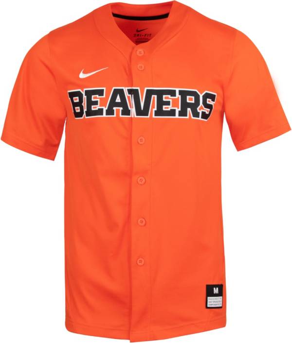 Nike Men's Oregon State Beavers Orange Full Button Replica Baseball Jersey