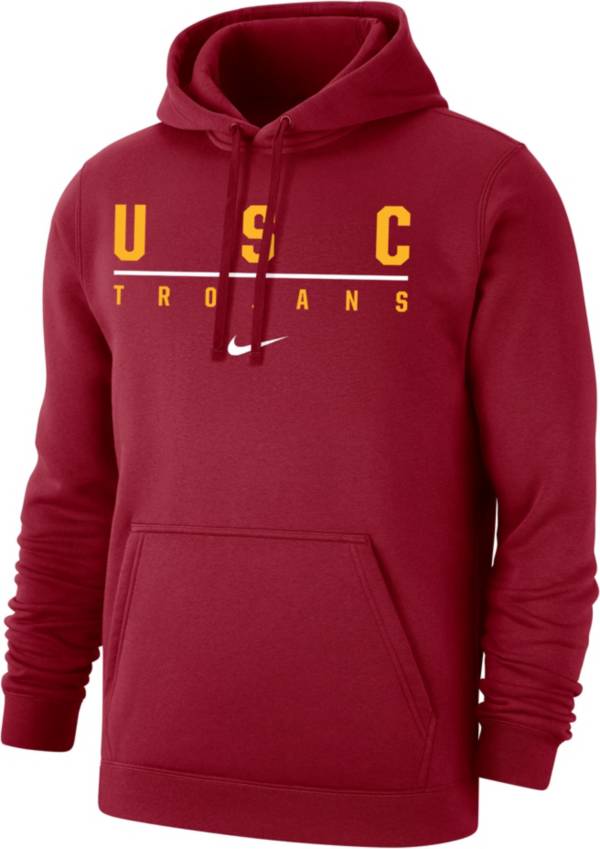 Nike Men's USC Trojans Cardinal Club Fleece Wordmark Pullover Hoodie