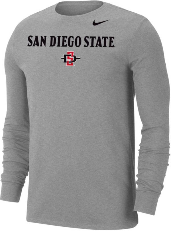 Nike Men's San Diego State Aztecs Grey Dri-FIT Cotton Long Sleeve T-Shirt