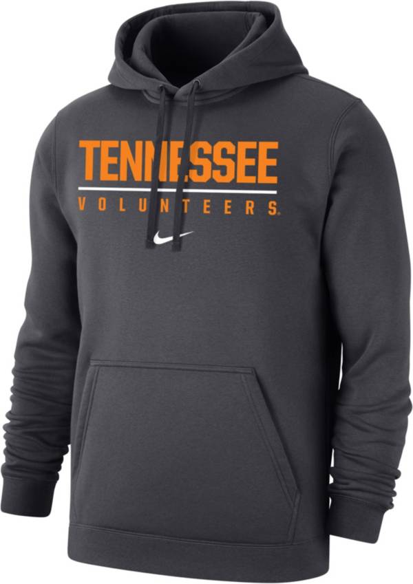 Nike Men's Tennessee Volunteers Grey Club Fleece Wordmark Pullover Hoodie