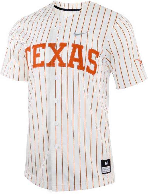 Nike Men's Texas Longhorns White Full Button Replica Baseball Jersey