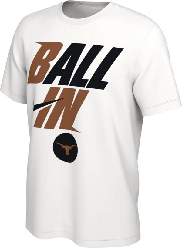 Nike Men's Texas Longhorns White 2022 Basketball BALL IN Bench T-Shirt