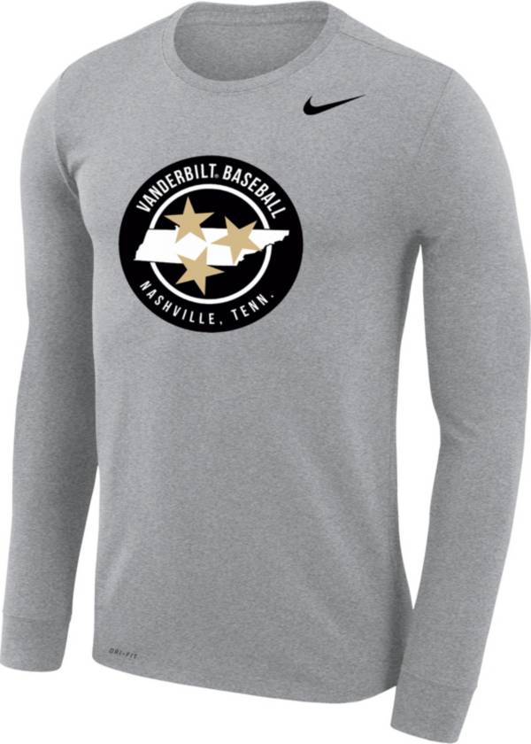 Nike Men's Vanderbilt Commodores Grey Dri-FIT Legend Baseball Long Sleeve T-Shirt