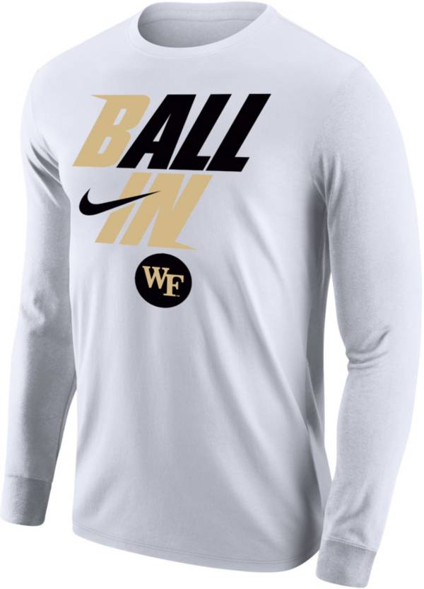 Nike Men's Wake Forest Demon Deacons White 2022 Basketball BALL IN Bench Long Sleeve T-Shirt product image