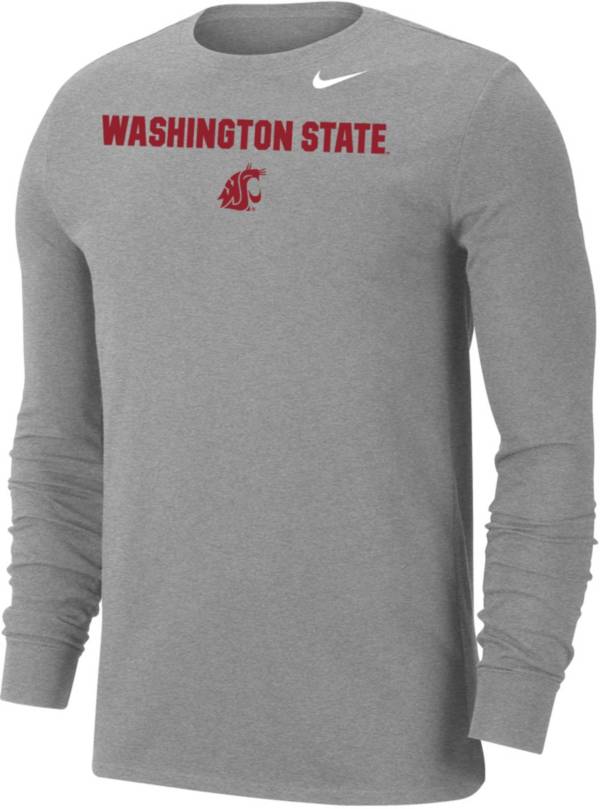 Nike Men's Washington State Cougars Grey Dri-FIT Cotton Long Sleeve T-Shirt