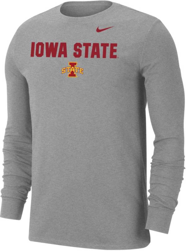 Nike Men's Iowa State Cyclones Grey Dri-FIT Cotton Long Sleeve T-Shirt