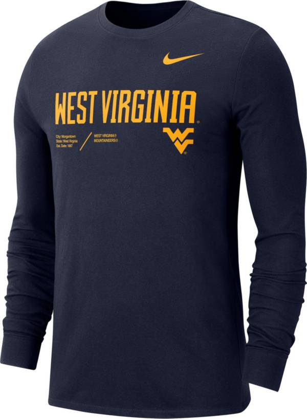 Nike Men's West Virginia Mountaineers Blue Dri-FIT Cotton Long Sleeve T-Shirt product image
