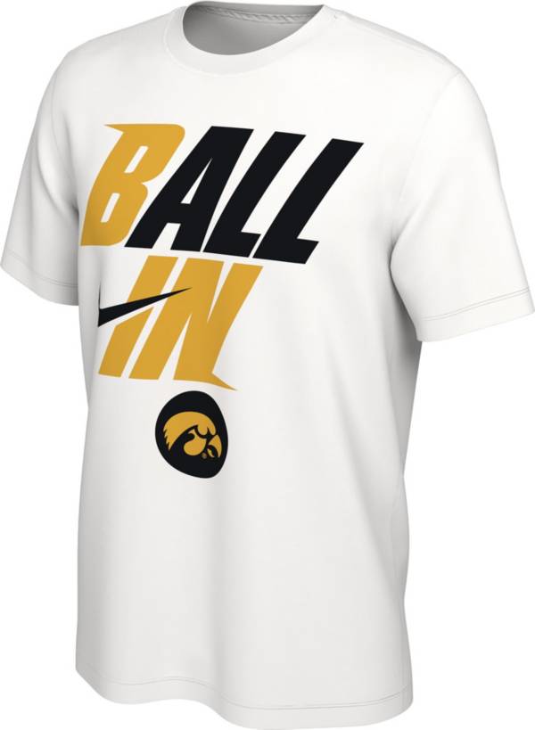 Nike Men's Iowa Hawkeyes White 2022 Basketball BALL IN Bench T-Shirt