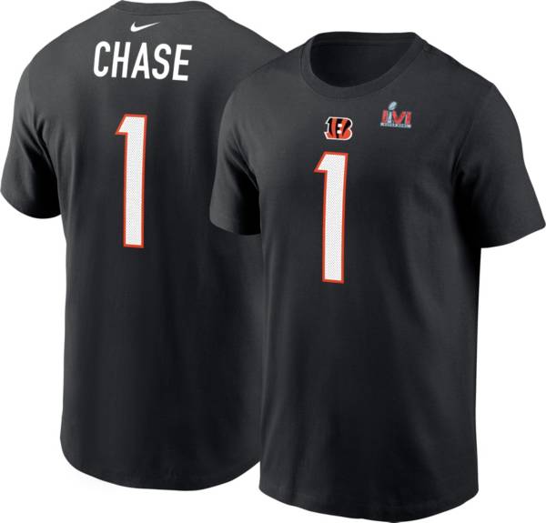 Nike 2021 Super Bowl LVI Bound Cincinnati Bengals Ja'Marr Chase #1 T-Shirt