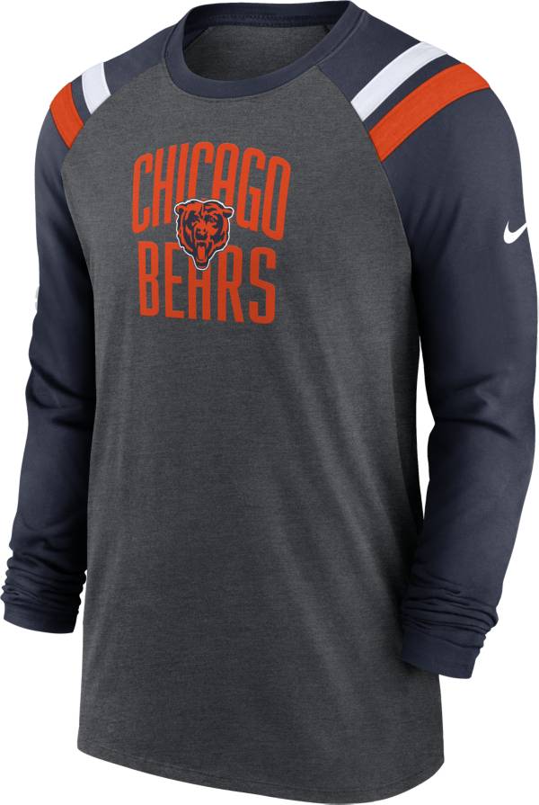 Nike Men's Chicago Bears Athletic Charcoal/Navy Long Sleeve Raglan T-Shirt product image