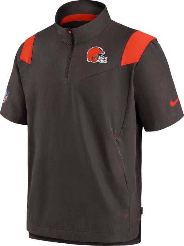 Nike Men's Cleveland Browns Sideline Coaches Short Sleeve Brown Jacket