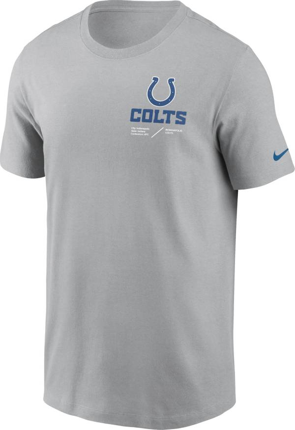Nike Men's Indianapolis Colts Sideline Team Issue Silver T-Shirt