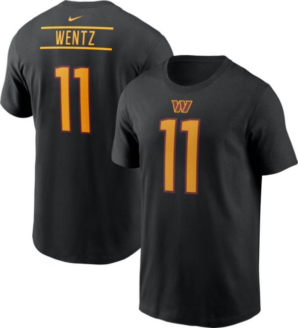 Nike Men's Washington Commanders Carson Wentz #11 Logo Black T-Shirt