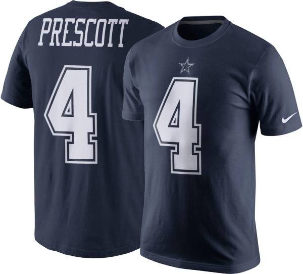 Nike Men's Dallas Cowboys Dak Prescott #4 Navy T-Shirt