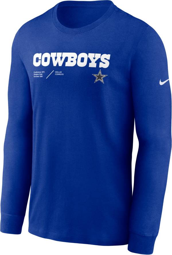 Nike Men's Dallas Cowboys Sideline Team Issue Royal Long Sleeve T-Shirt