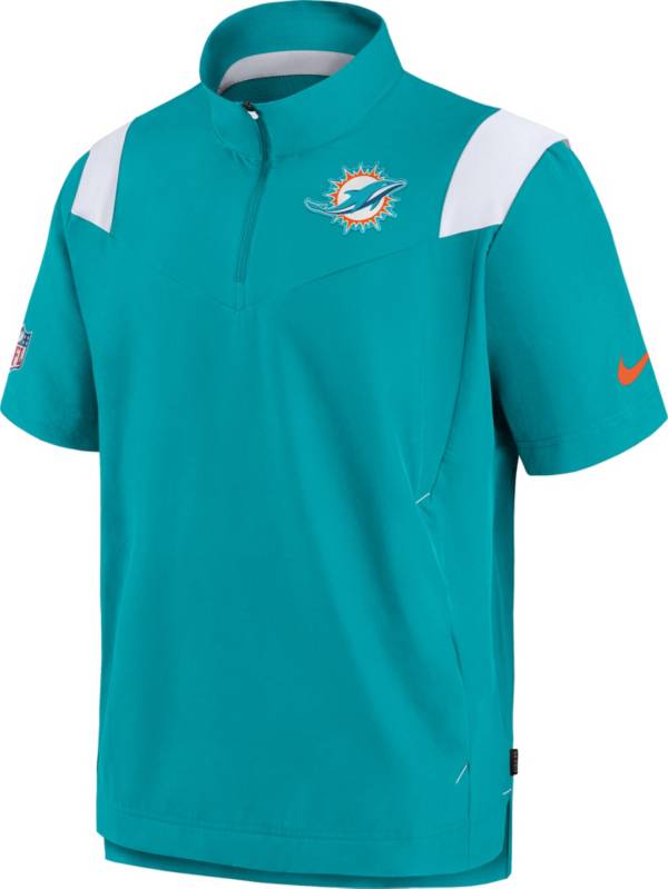 Nike Men's Miami Dolphins Sideline Coaches Short Sleeve Aqua Jacket