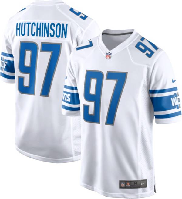 Nike Men's Detroit Lions Aidan Hutchinson #97 Logo White Game Jersey