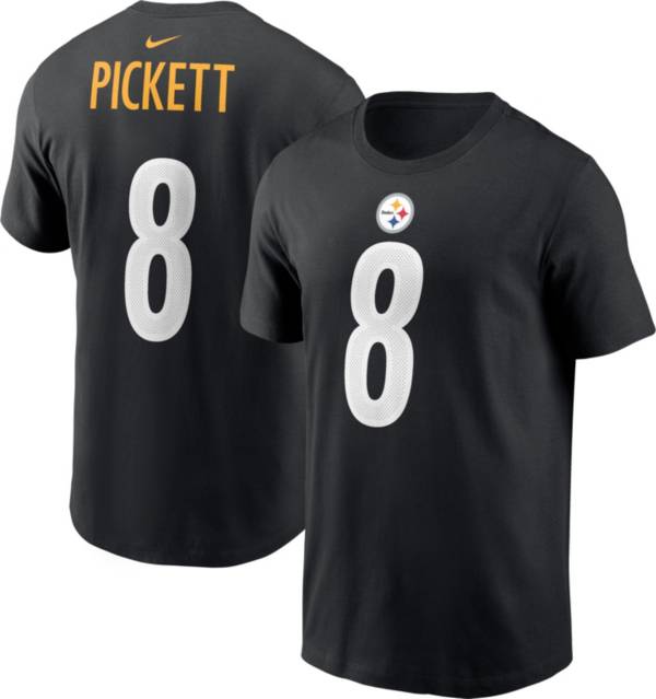 Nike Men's Pittsburgh Steelers Kenny Pickett #8 Logo Black T-Shirt