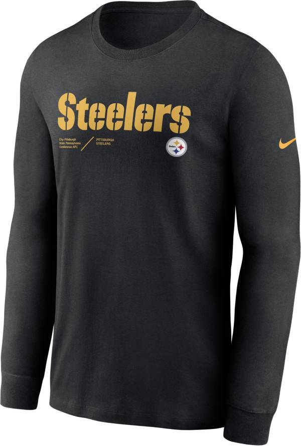 Nike Men's Pittsburgh Steelers Sideline Dri-FIT Team Issue Long Sleeve Black T-Shirt