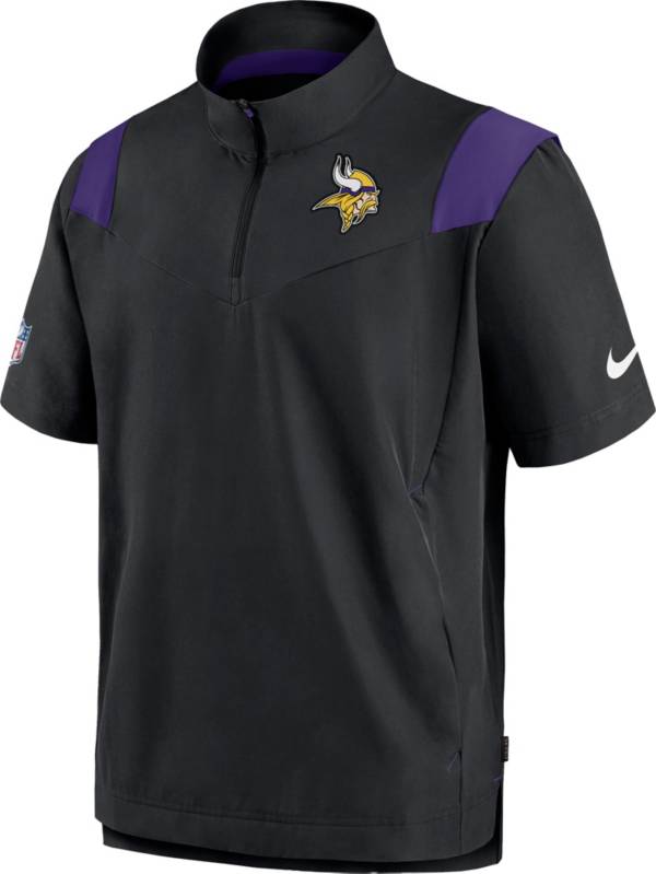 Nike Men's Minnesota Vikings Sideline Coaches Short Sleeve Black Jacket