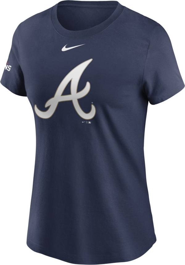 Nike Women's Atlanta Braves 2022 Gold Collection Navy Logo T-Shirt