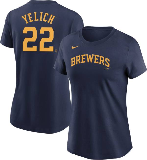 Nike Men's Milwaukee Brewers Christian Yelich #22 Navy T-Shirt