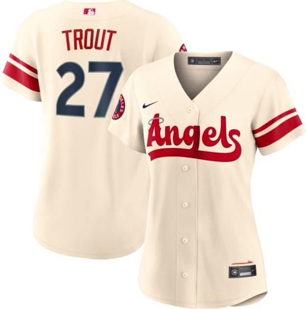 Nike Women's Los Angeles Angels Mike Trout #27 2022 City Connect Home Cool Base Jersey