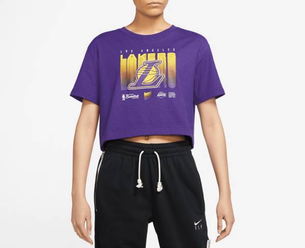 Nike Women's Los Angeles Lakers Purple Cropped Courtside T-Shirt product image