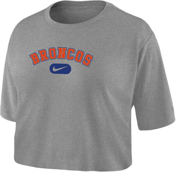 Nike Women's Boise State Broncos Grey Dri-FIT Cotton Crop T-Shirt