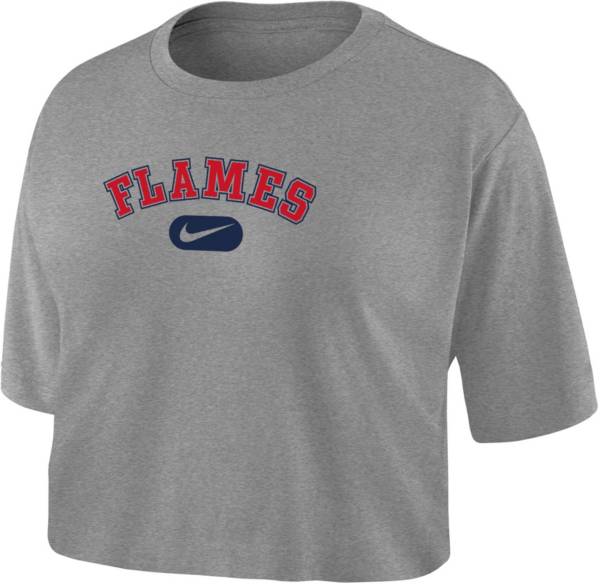 Nike Women's Liberty Flames Grey Dri-FIT Cotton Crop T-Shirt