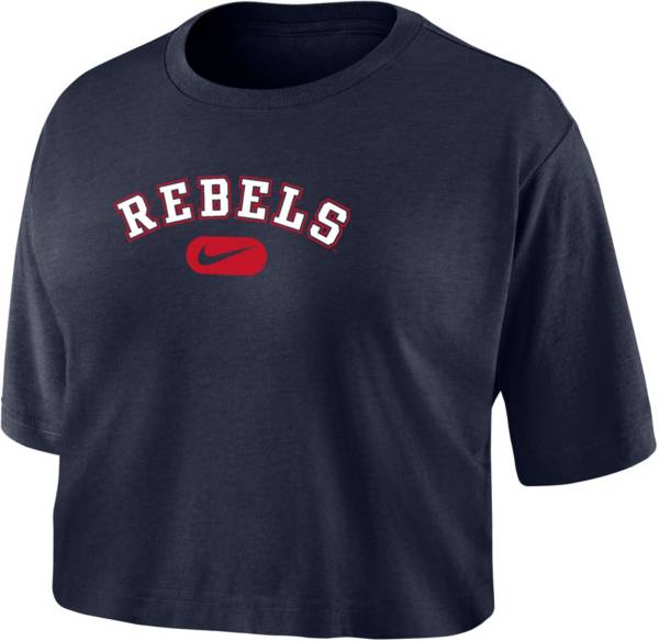 Nike Women's Ole Miss Rebels Blue Dri-FIT Cotton Crop T-Shirt product image