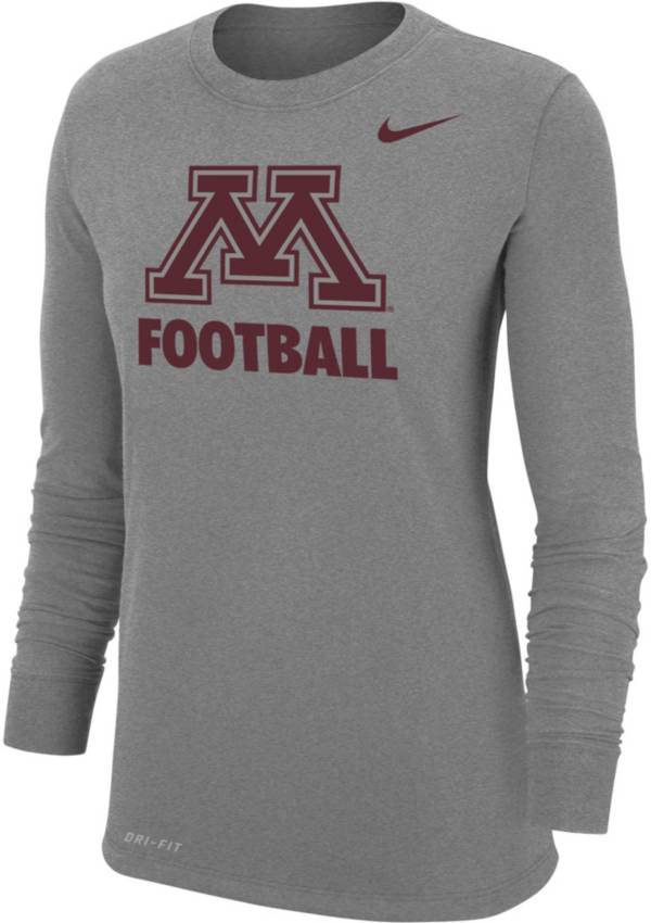Nike Women's Minnesota Golden Gophers Grey Football Dri-FIT Cotton Long Sleeve T-Shirt