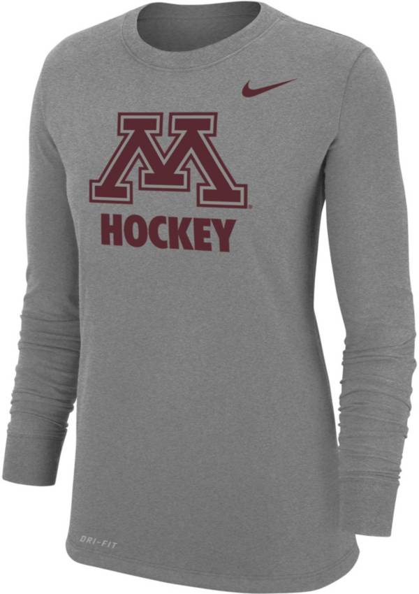 Nike Women's Minnesota Golden Gophers Grey Hockey Dri-FIT Cotton Long Sleeve T-Shirt