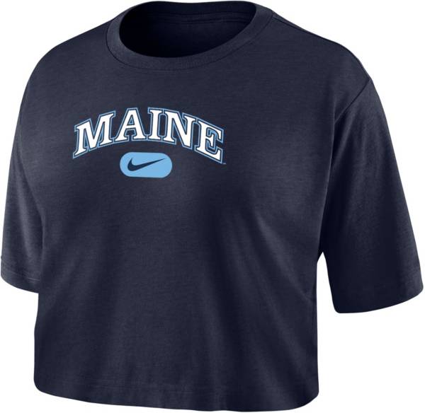 Nike Women's Maine Black Bears BlueNavy Dri-FIT Cotton Crop T-Shirt
