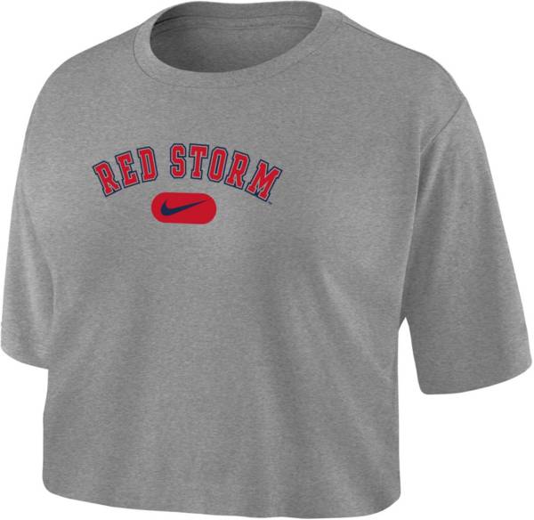 Nike Women's St. John's Red Storm Grey Dri-FIT Cotton Crop T-Shirt