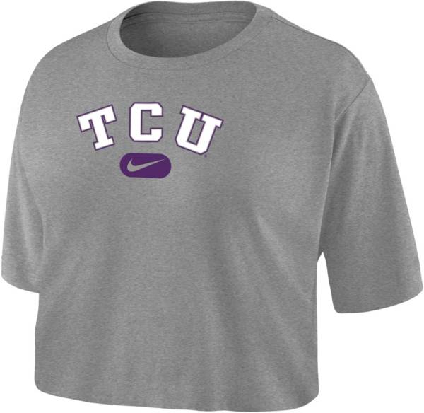 Nike Women's TCU Horned Frogs Grey Dri-FIT Cotton Crop T-Shirt product image