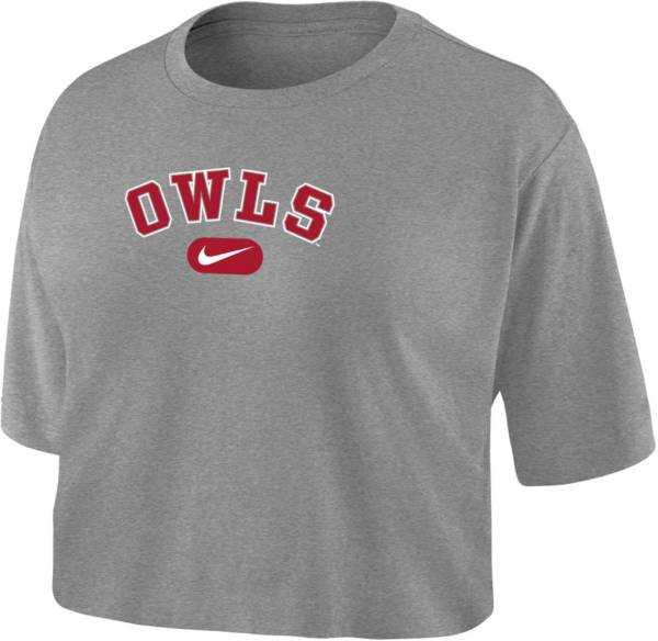 Nike Women's Temple Owls Grey Dri-FIT Cotton Crop T-Shirt