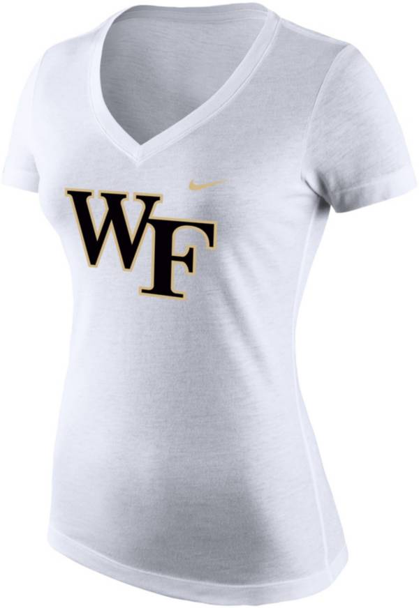 Nike Women's Wake Forest Demon Deacons White Tri-Blend V-Neck T-Shirt