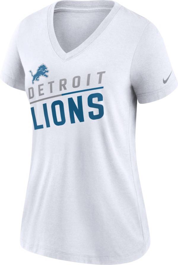 Nike Women's Detroit Lions Slant White V-Neck T-Shirt