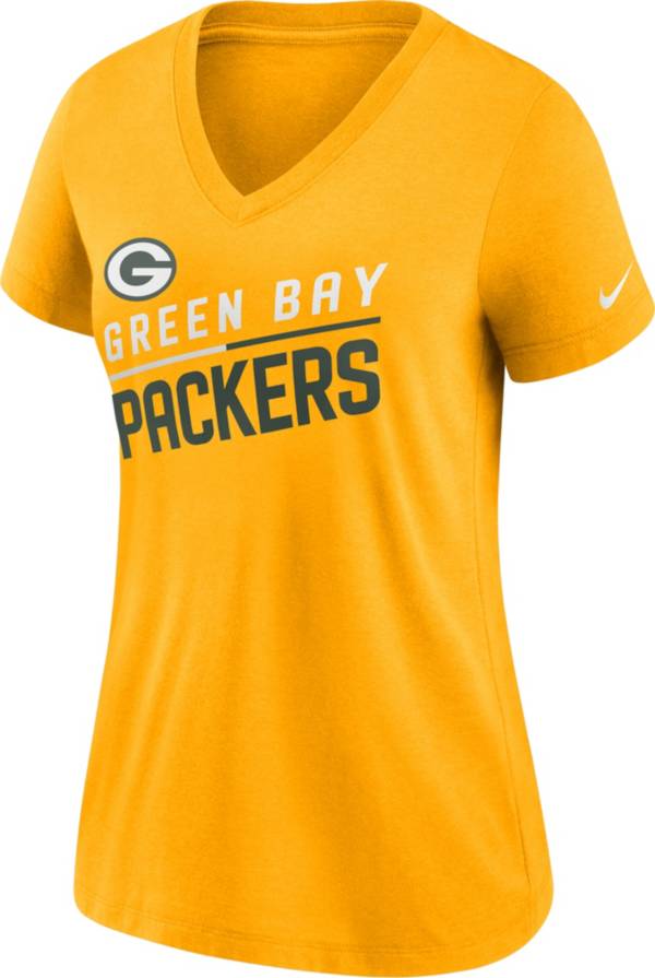 Nike Women's Green Bay Packers Slant Gold V-Neck T-Shirt