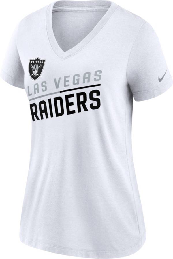 Nike Women's Las Vegas Raiders Slant White V-Neck T-Shirt