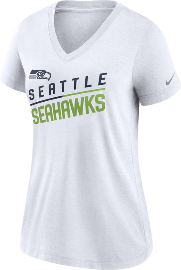 Nike Women's Seattle Seahawks Slant White V-Neck T-Shirt