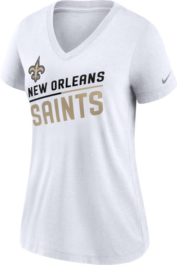 Nike Women's New Orleans Saints Slant White V-Neck T-Shirt