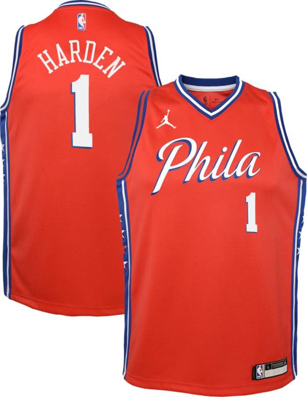 Nike Youth Philadelphia 76ers James Harden #1 Red Dri-FIT Swingman Jersey