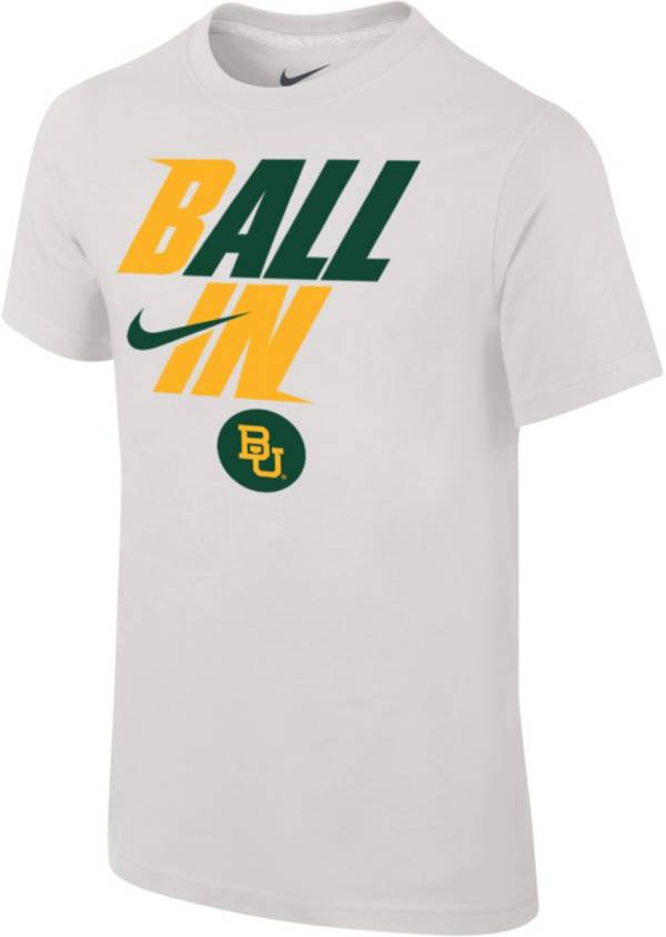 Nike Youth Baylor Bears White 2022 Basketball BALL IN Bench T-Shirt