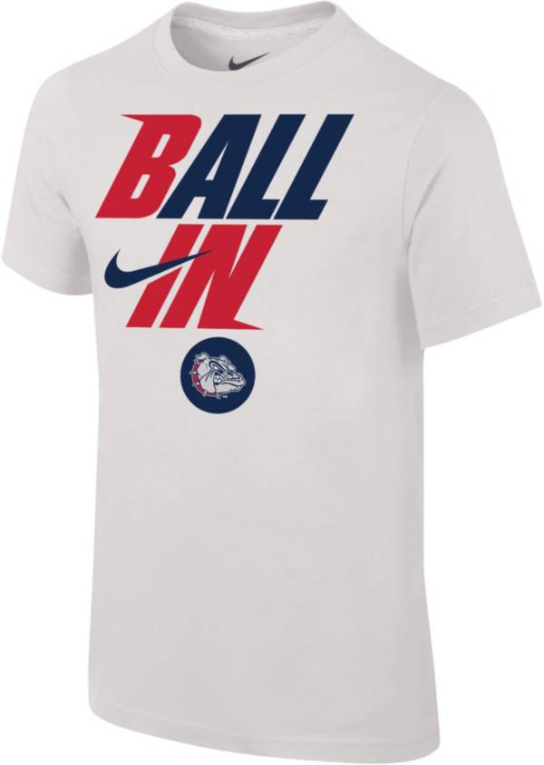 Nike Youth Gonzaga Bulldogs White 2022 Basketball BALL IN Bench T-Shirt