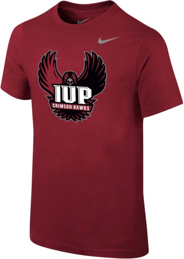 Nike Youth IUP Crimson Hawks Crimson Cotton Logo T-Shirt