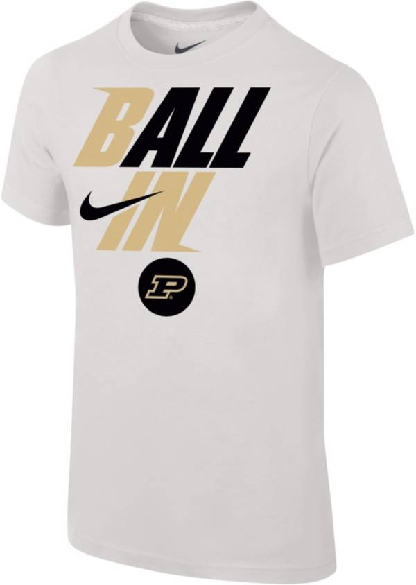 Nike Youth Purdue Boilermakers White 2022 Basketball BALL IN Bench T-Shirt