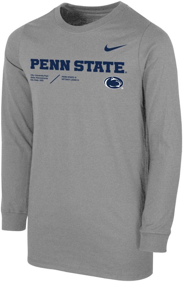 Nike Youth Penn State Nittany Lions Grey Cotton Football Sideline Team Issue Long Sleeve T-Shirt product image