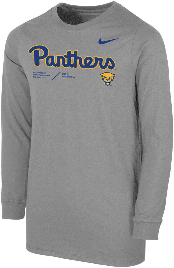 Nike Youth Pitt Panthers Grey Cotton Football Sideline Team Issue Long Sleeve T-Shirt product image